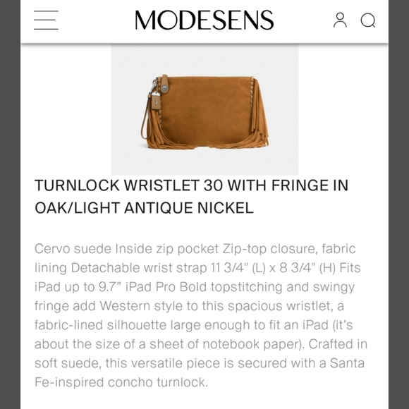 🤩😍Rare Coach 1941 cervo suede fringe Wristlet 30 - Picture 2 of 6